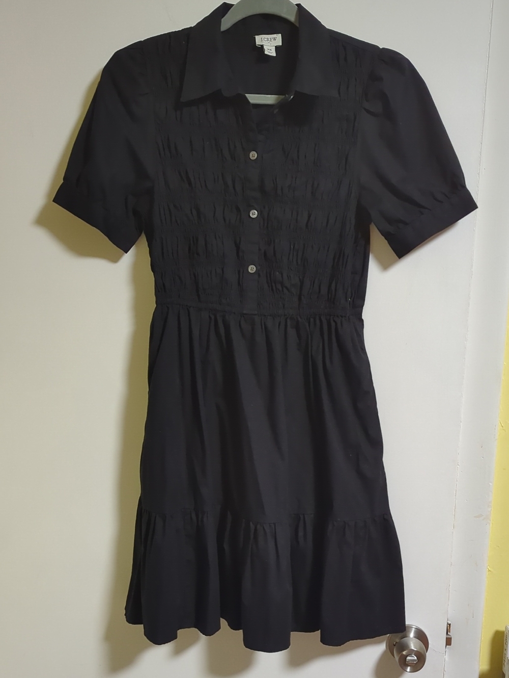 J.Crew Factory Cotton Fit And Flare Black Mini Dress Size XS